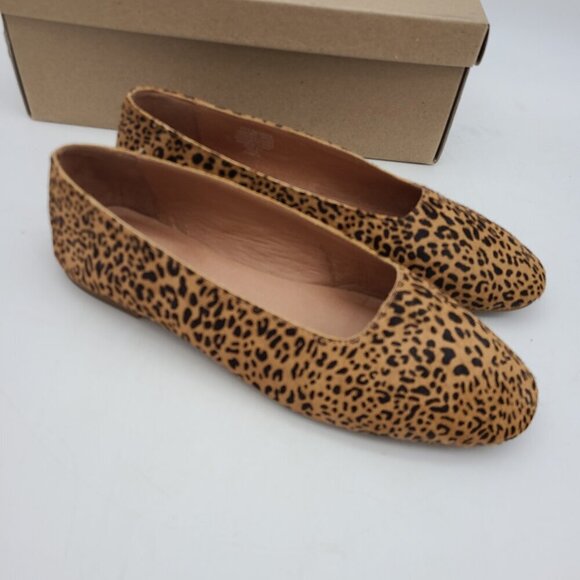 Madewell Square Toe Flats in Leopard Calf Hair Desert Dune Multi Size 8.5 - Picture 3 of 11